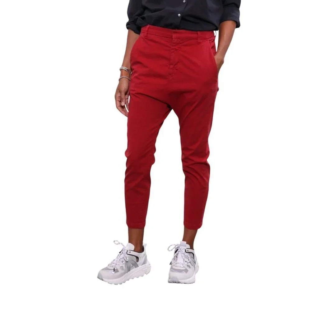 Nili Lotan Paris Drop Crotch Cropped Pants, ‎ Size 10, Red - Picture 3 of 12